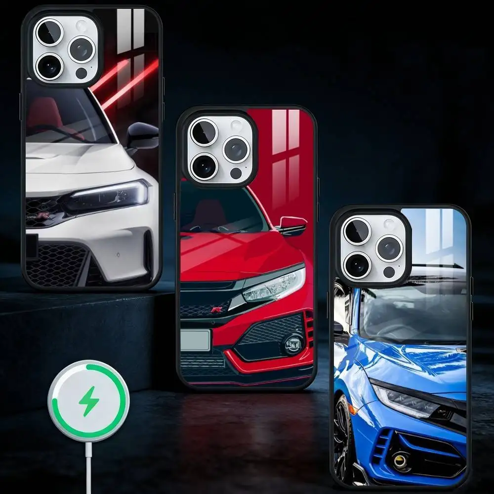 

JDM T-Type R C-Civic Sport Phone Case For iPhone17,16,15,14,13 Plus,Pro Max Magnetic For Magsafe Wireless Charging
