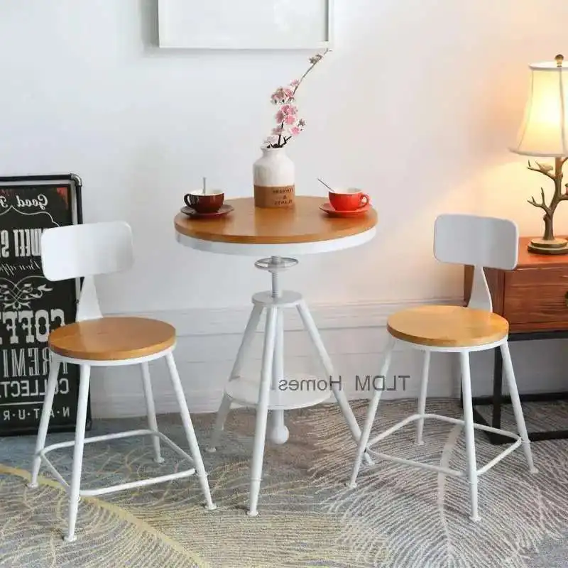 

Wood White Coffee Table Dining Living Room Tea Designer Circle Round Coffee Tables Iron Metal Basses Mesas Modern Furniture New