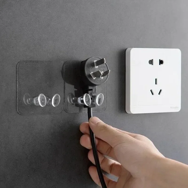 Gancho de Parede Adesivo Sem Furos para Tomada Elétrica, Suporte Discreto para Cozinha e Banheiro