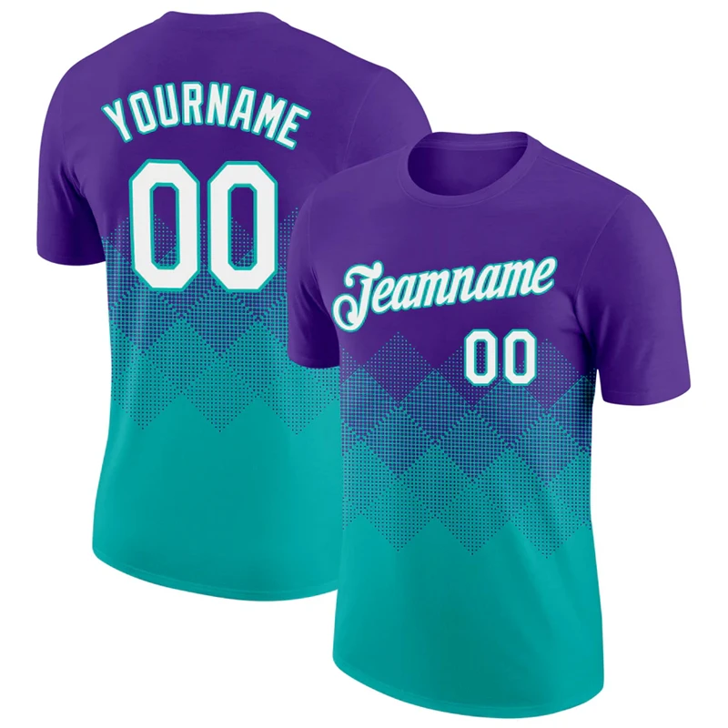 

Simple Square Graphic Gradient Football T Shirts Custom Name Team Name Number Crew Neck Jersey Casual Oversized Sports T-shirts
