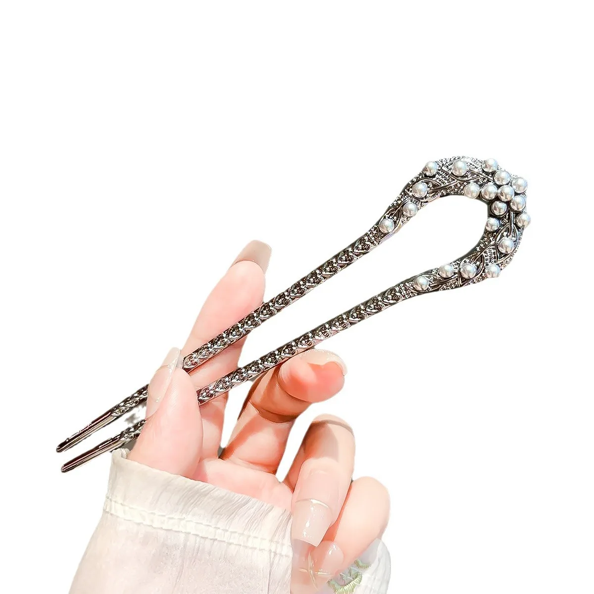 جديد لؤلؤة U على شكل دبوس الشعر للنساء أنيقة بندقية سوداء مجوهرات الشعر عصا الفتيات العصرية أوبدو اللحم رئيس إكسسوارات الشعر #6