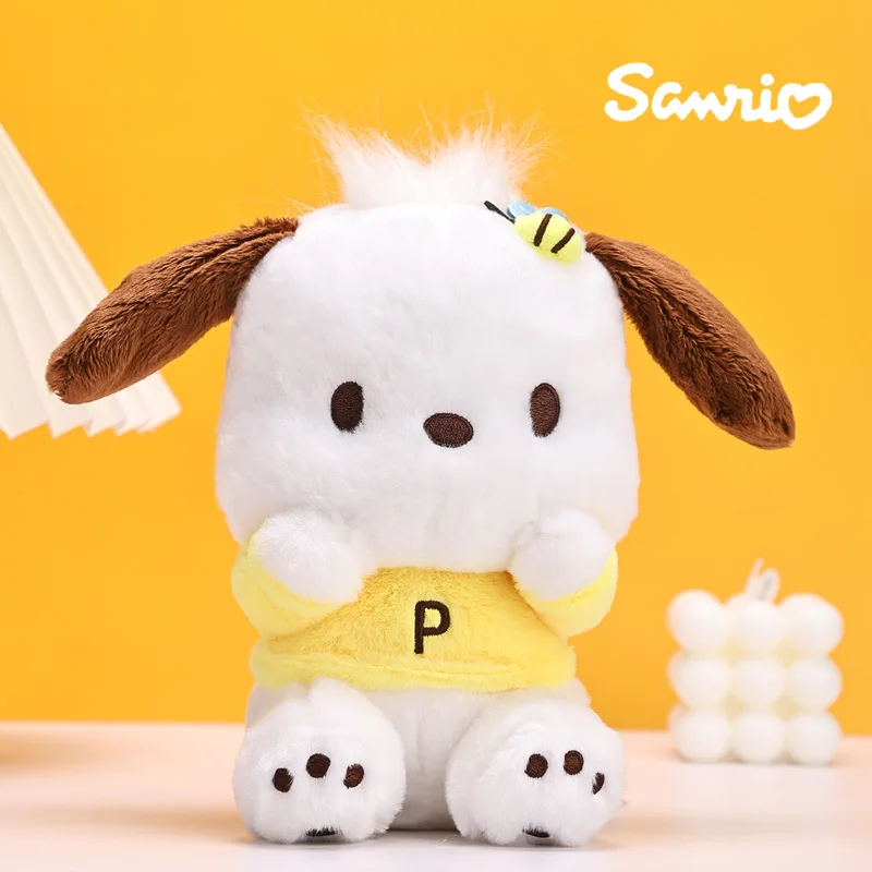 Sanrio Pochacco brinquedo de pelúcia infantil, boneco bonito dos desenhos animados com pano, anime kawaii, presente de aniversário para meninas