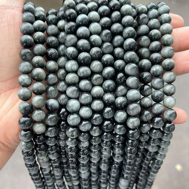 Perles rondes en œil d'aigle, pierres naturelles de qualité 5A, taille au choix 6 8 10 12mm, pour la fabrication de bijoux, collier et Bracelet à faire soi-même