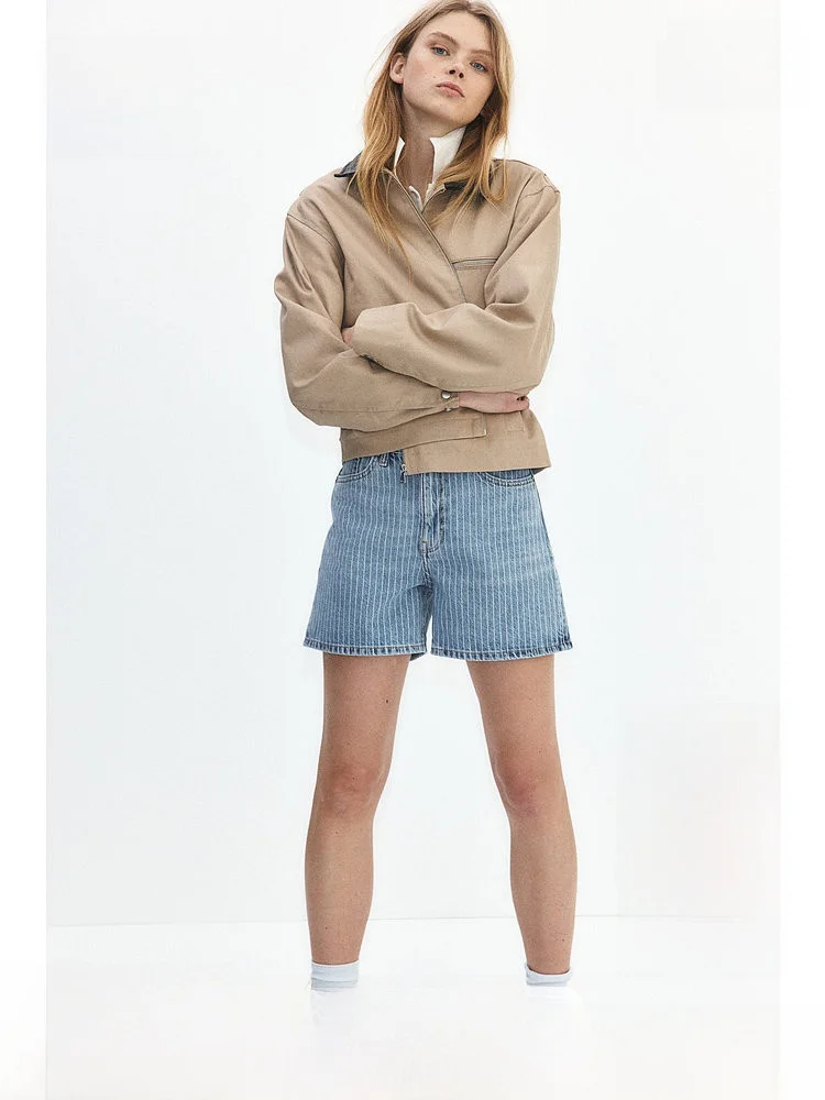 

Женские джинсы H&M с высокой талией, повседневные, модные, для города, весенний сезон, 100% хлопок, стандартный крой, тонкие