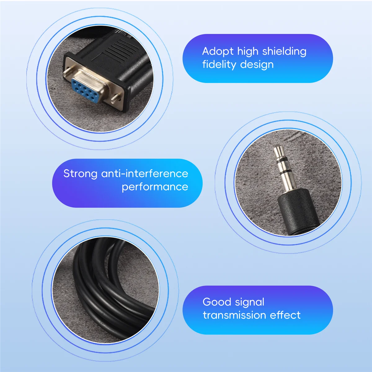 ABSQ-DB9 9-контактный разъем VGA, разъем DB 9 к TRS 3,5 мм (1/8 дюйма), стерео штекер TRS, последовательный кабель для передачи данных - 6 футов