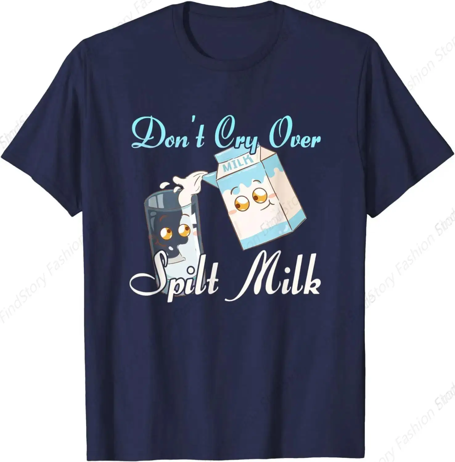 Don't Cry Over Spilled Milk T-Shirt for Men Washed Cotton Vintage Short Sleeve Crew Neck Clothing Fashion Streetwear Sports Tops