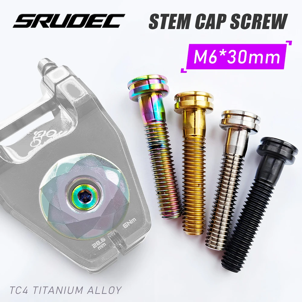 SRUOEC Titanium Bolts M6*30MM Headset Cap Screw MTB Road Bike Ultralight Titanium Stem Bolt Bicycle Accessories