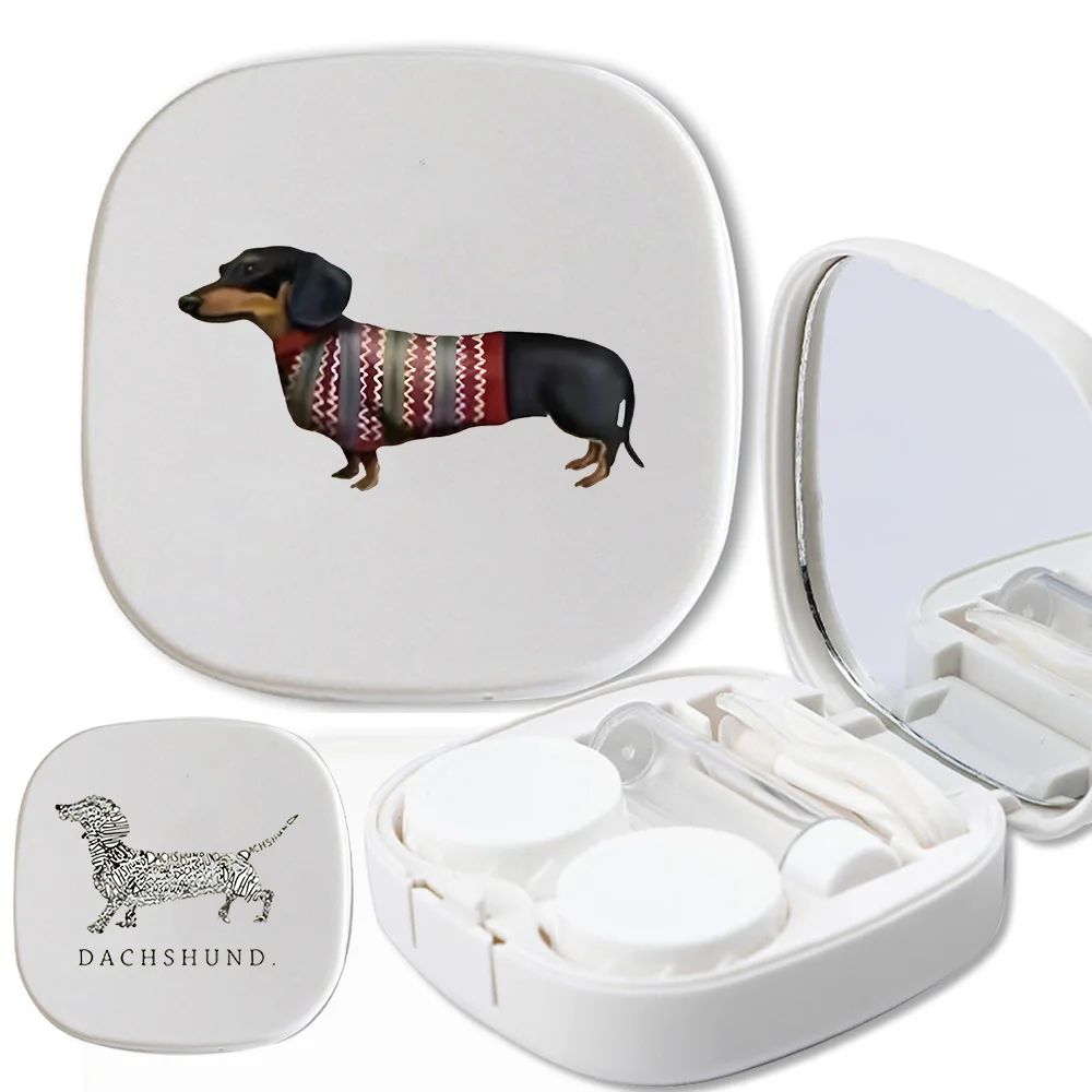 

Portable Meitong Storage Case With Mirror Durable Organizer Beauty Pupils Storage Contacts Lense Holder Box Dog Letter Pattern