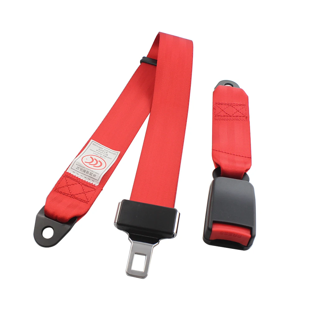 Universal Car Safety Belt Two Points Red Seat Belt Auto Seat Adjustable Extension Bucklet Truck Seat Safety Belt Car Accessories