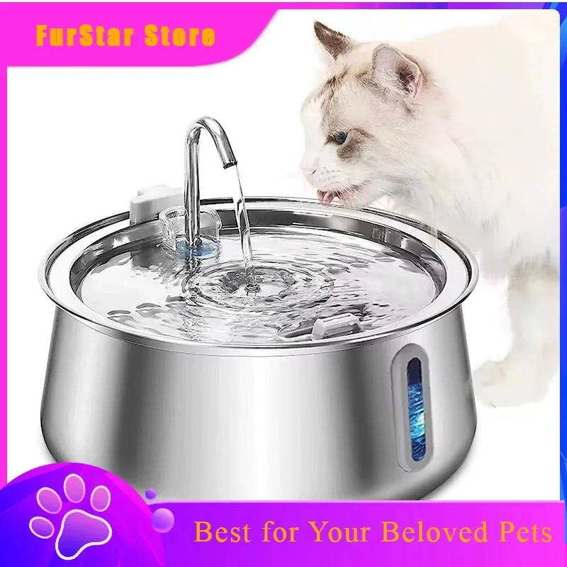 FurStar4L Stainless Steel Automatic Pet Water Dispenser Cat Water Fountain Ultra Quiet Dog Water Fountain With Filter Cat Produc