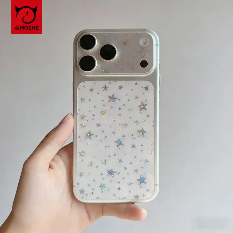 

2Pcs mix For IPhone 17 Pro Max Lens Base Film for Apple 17 Pro Backboard Film Laser Star Colorful Gradient Back Card