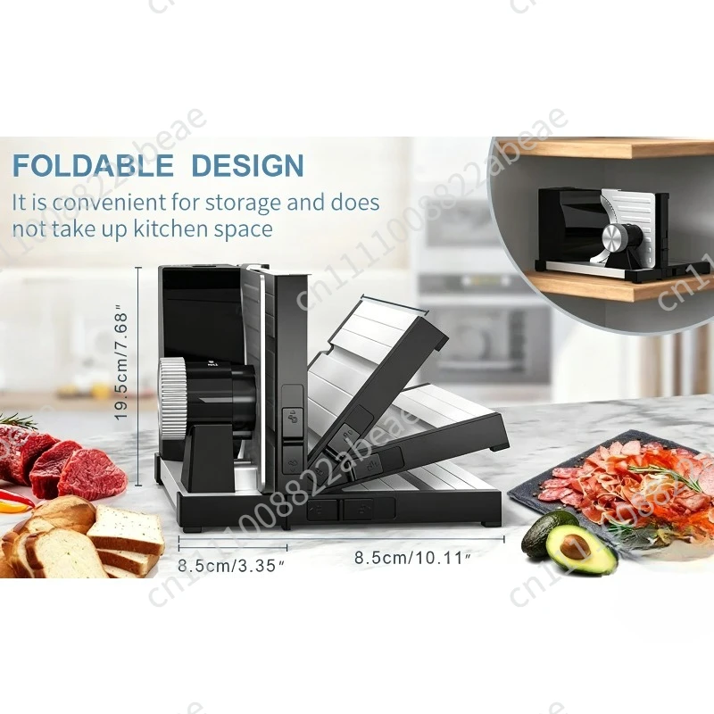 220V/110V Household Electric Slicer Silent Frozen Meat Stainless Steel Meat Slicer Commercial