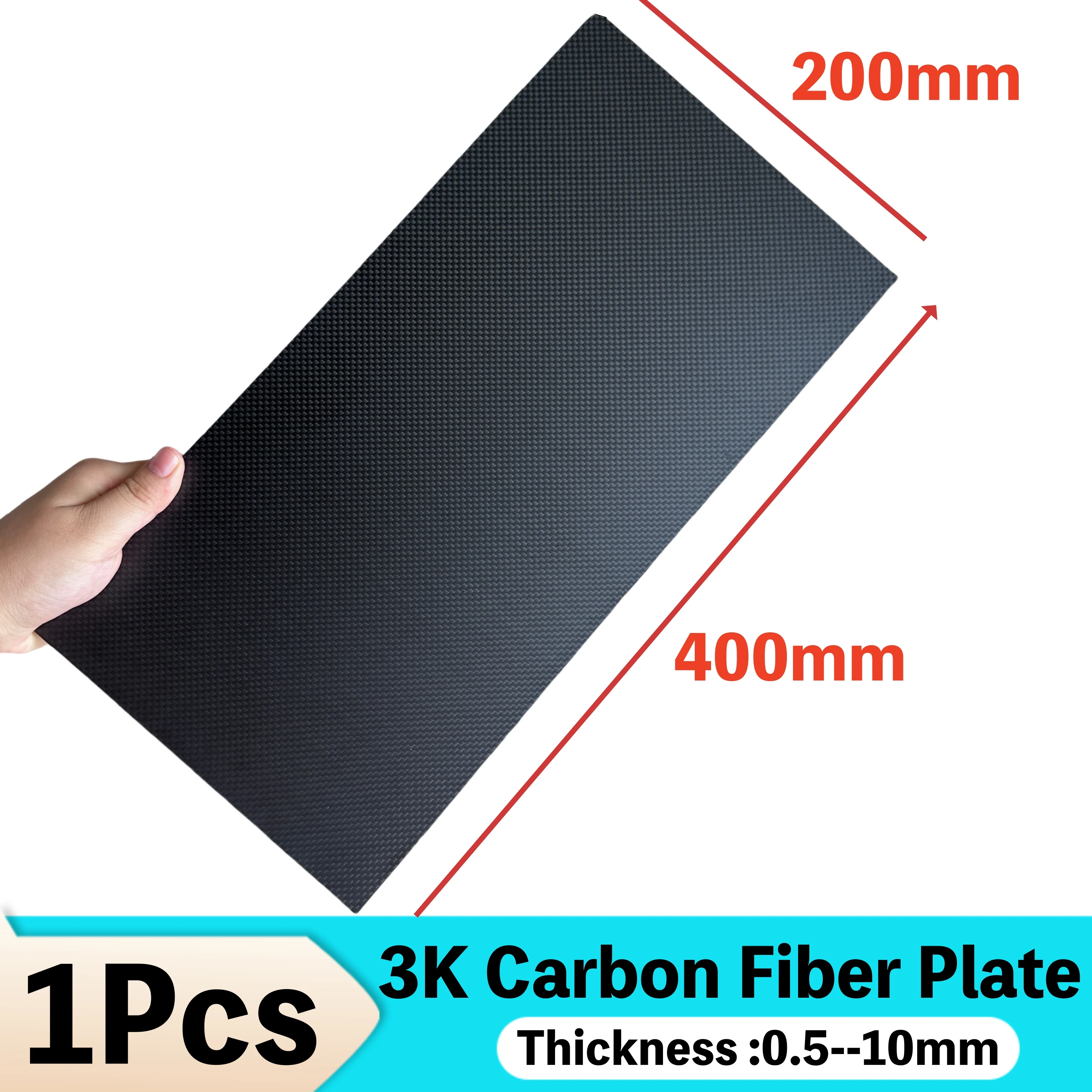 1pcs 200mm X 400mm Real Carbon Fiber Plate Panel Sheets 0.5mm 1mm 1.5mm 2mm 3mm 4mm 5mm thickness Composite Hardness Material