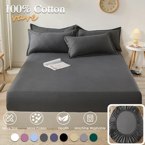 100% cotton Cabida Bed Sheet With Elastic Strip Solid Color Adjustable Adjustable Mattress 6 Main Sales Lençol King - №5