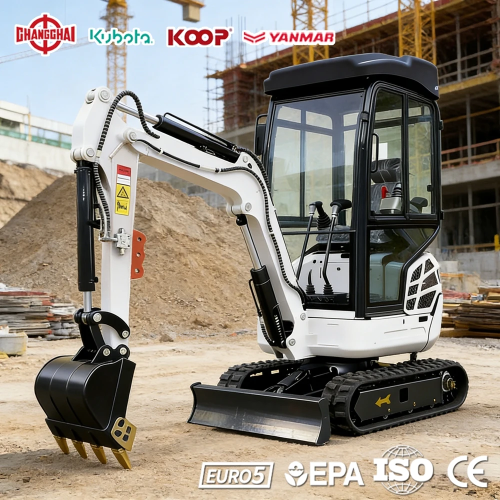 

Мини-экскаватор 0.8 т, многофункциональный, для строительных работ, 1.0 т, 1.8 т, двигатель Kubota, Европа, EPA Euro 5, CE, быстрая доставка