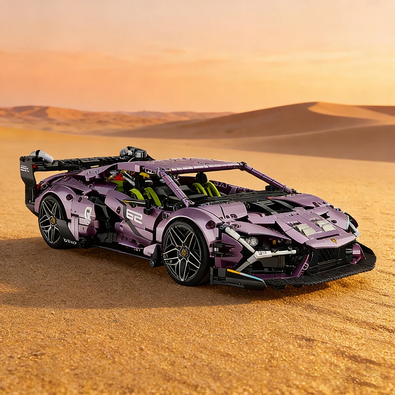 1:10 scale high-speed stunt car sports car building block purple remote control model adult challenging mechanical assembly toy