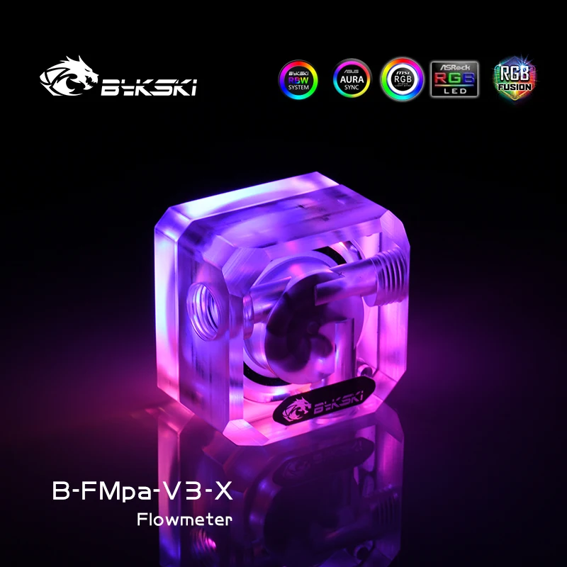 Bykski Acrylic Flow Meter G1/4 Thread Water Cooling System Coolant Filter Indicat Computer Cooler Fittings 3-Way Holes B-FMpa-X