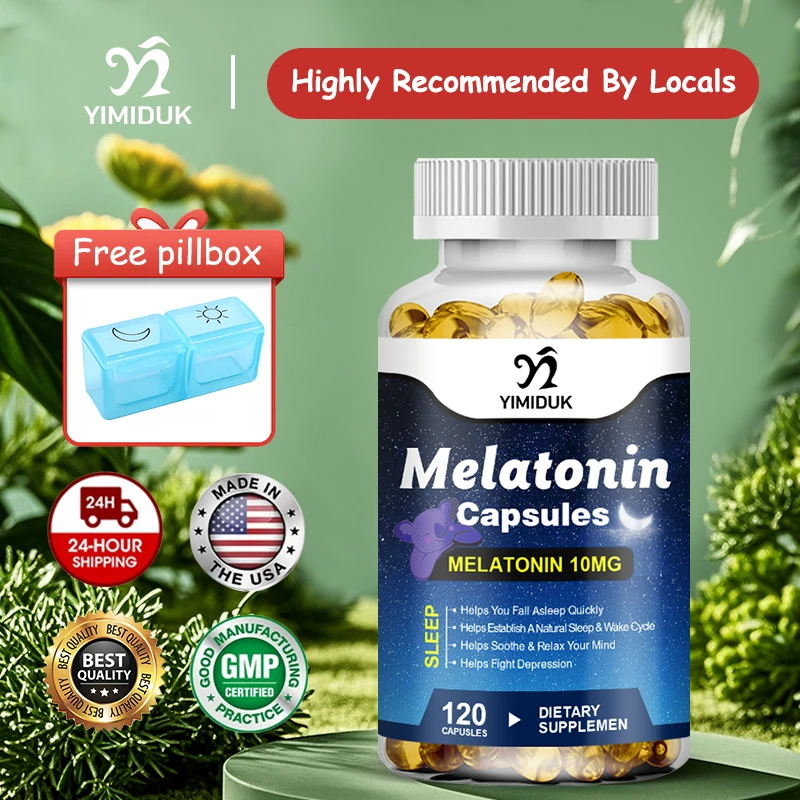 

Yimiduk Premium Melatonin Capsules, with Omega 3, Support Insomnia & Jet Lag Relief, Long-Lasting Restful Sleep, Men & Women
