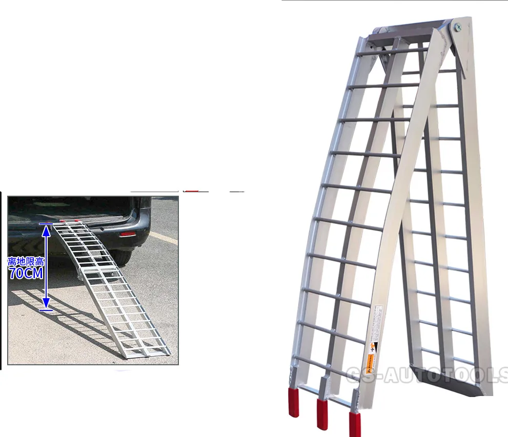 

Folding ladder pedal motorcycle loading trailer transport loading aluminum alloy ramp folding ladder 226cm