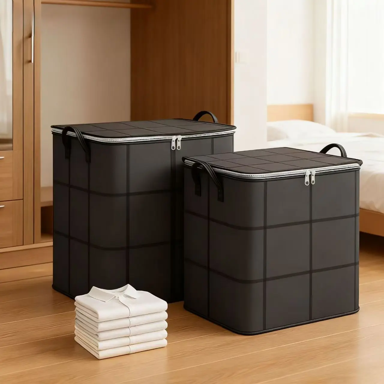 Spacious Mobile Storage Box with Zipper, Large Capacity Fabric Bag for Blankets, Bedding, Sweaters, Ideal for Moving Days, Close