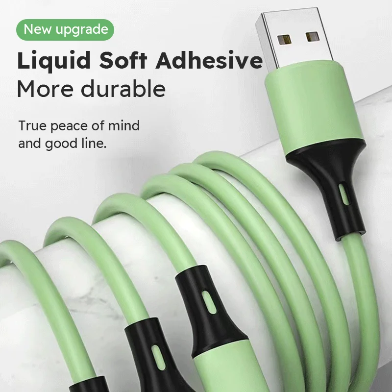 3 In 1 Silica gel USB Cable   MFi Certified Data Cord For Iphone Samsung Huawei Xiaomi Multi Port Multiple Charging Wire image 2