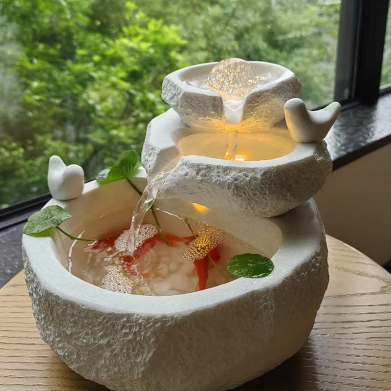 Feng Shui Ball Makes Money Modern Simple Home Decoration Fish Tank Circulation Humidification Desktop Rockery Flowing Water Smal