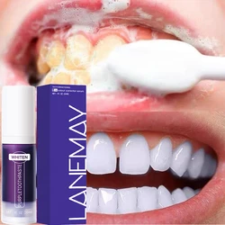 V34 Purple Teeth Whitening Foam Toothpaste Professional Dental Whitening Tartar Temoval Effective Teeth Cleaner Whitener 30ml