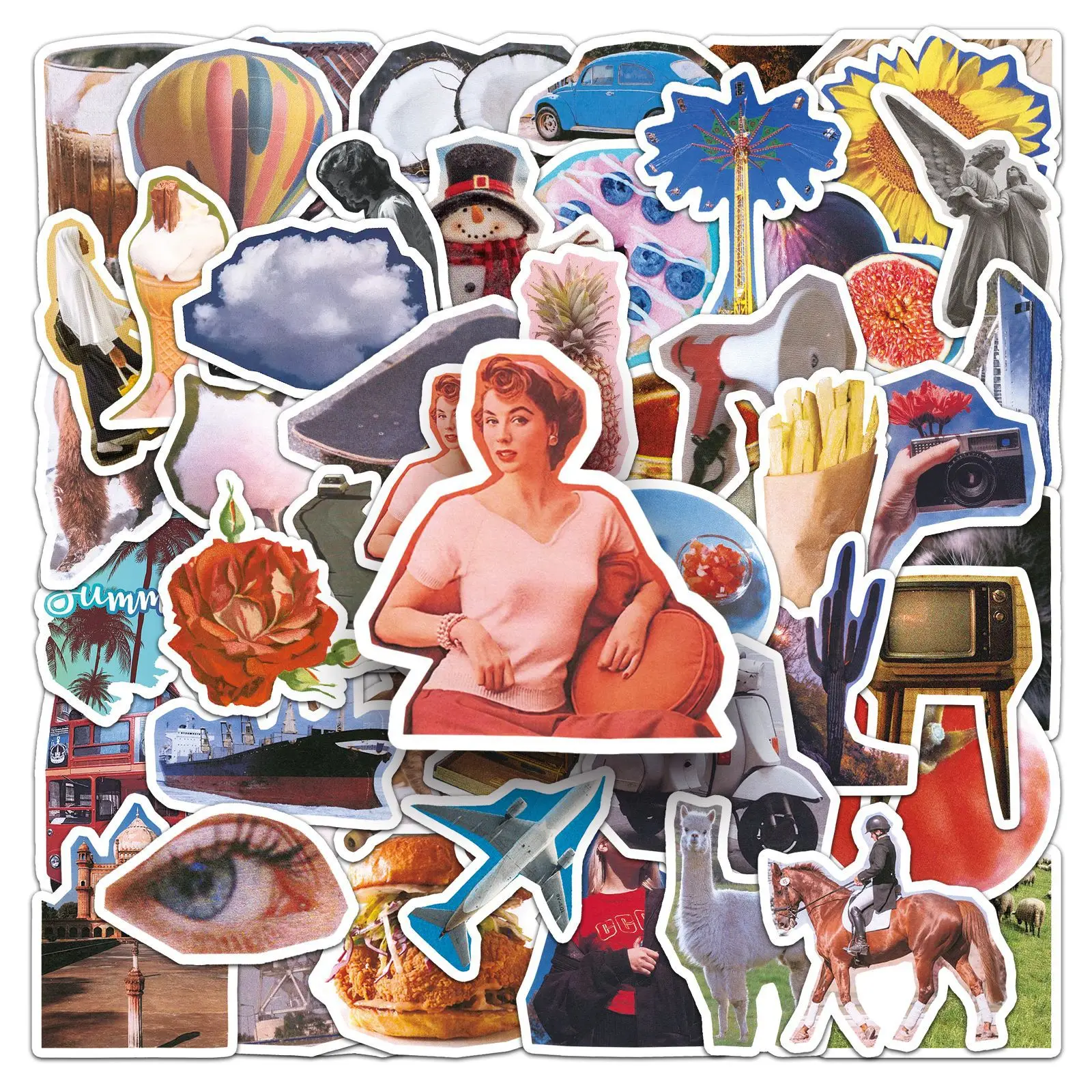 

10/30/50PCS Retro Style Graffiti Creative Decoration Stickers Personality DIY Water Cup Pencil Box Mobile Phone Case Decal Toys