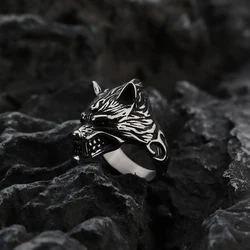 Men's retro stainless steel ring domineering personality grassland wolf titanium steel ring jewelry wholesale