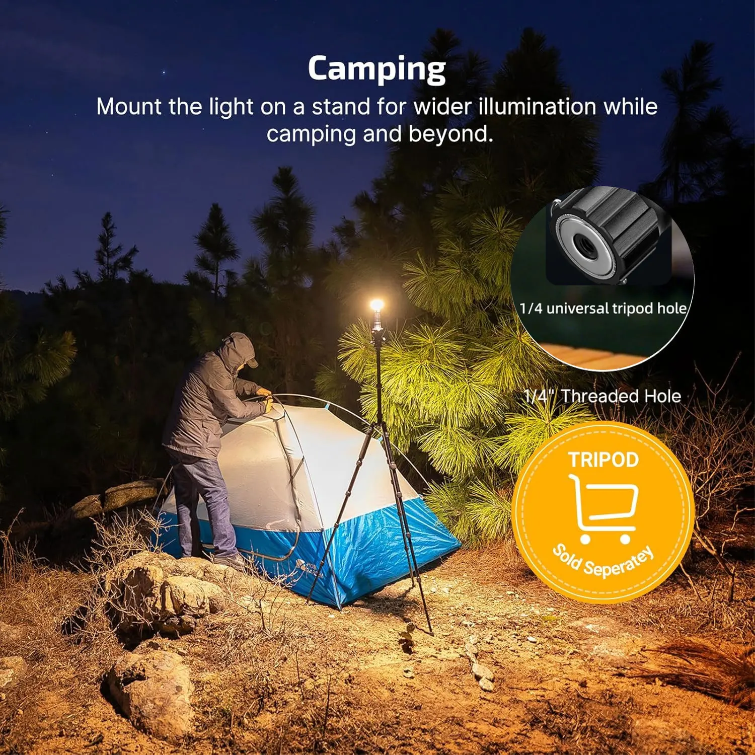 Linternas recargables de alto lumen, linterna superbrillante de 2000lm con luz de camping, iluminación bidireccional, antorcha con batería 21700