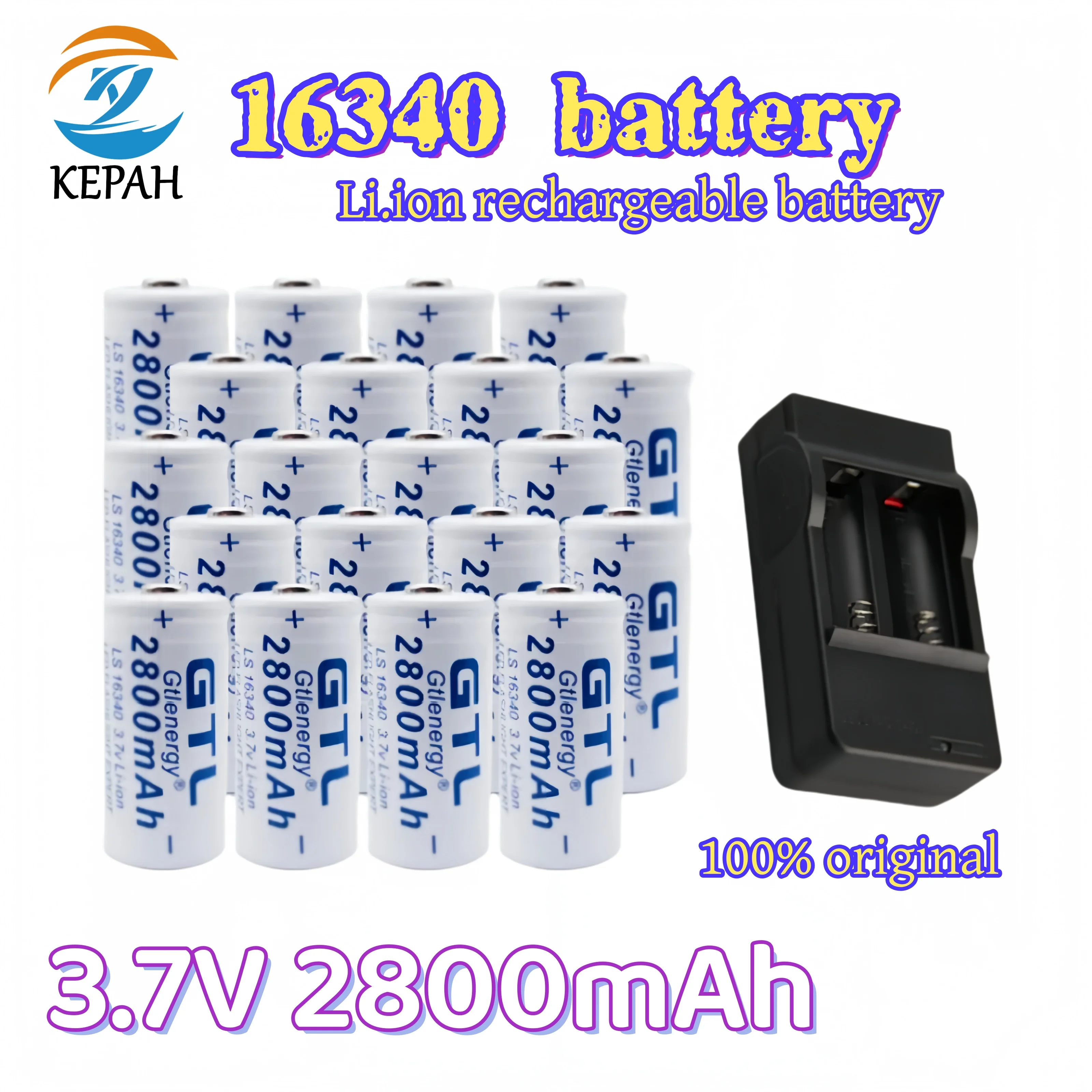 

Новая литий-ионная аккумуляторная батарея высокой емкости 2,8 Ач 3,7 В 16340, батарея CR123A для светодиодного фонарика для батареи 16340 CR123A