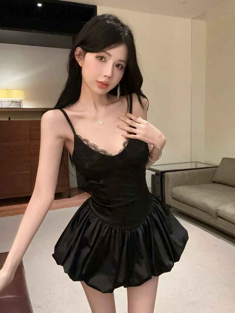 

Lace Halter Dress Women's Spring Summer Small Fragrance Style Princess Bloom Puffy Skirt Christmas Robe Tube Top Inner Skirt