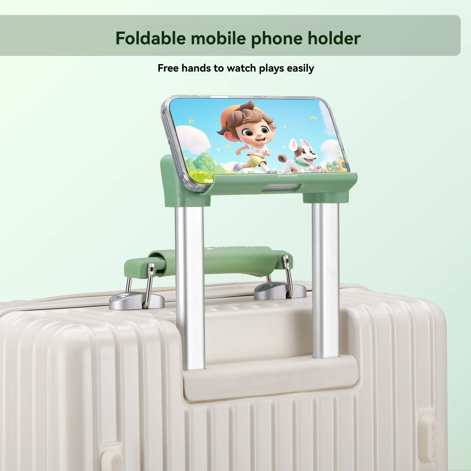 1-teiliges Set aus einem Reisekoffer mit Frontöffnung und Gummireifen, einem Trolley-Koffer mit einer 5 cm dicken, erweiterbaren Zwischenschicht, einem Ledergriff, einer Reisetasche mit Handyhalterung, einem zusammenklappbaren Getränkehalter, einer seitlichen Hakenfunktion und einem Zollschloss, geeignet für Strandurlaube und längere Reisen. – Detail 10