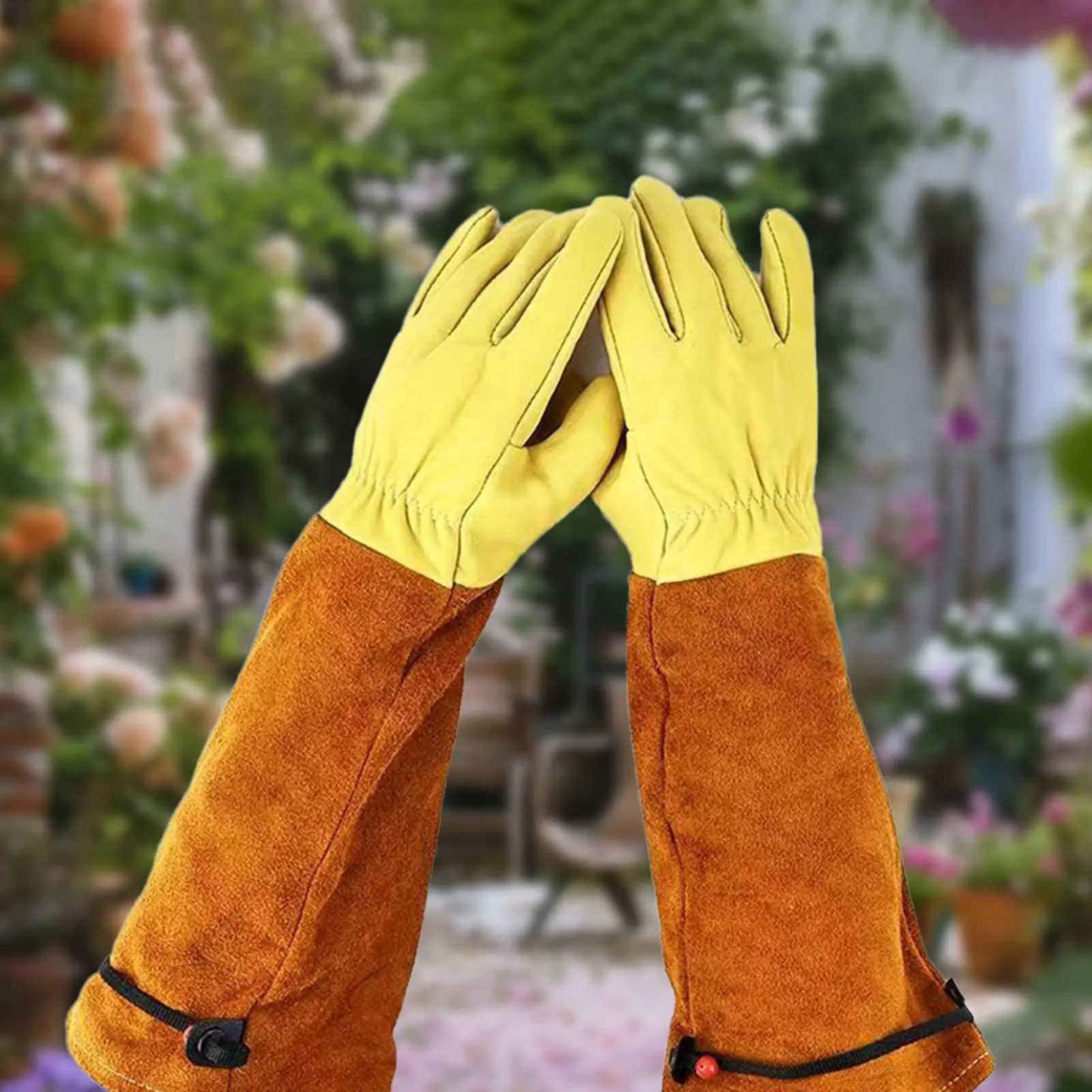 Gardening Gloves 1Pairs Long Thorn Proof Gardening Gloves Breathable Leather Working Mitten with Forearm Protection Garden Glove