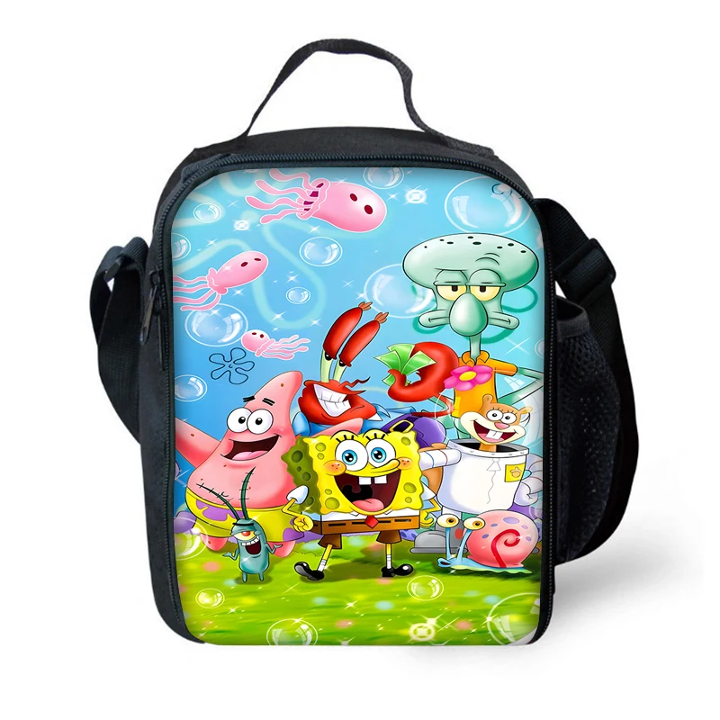 Child Insulated Anime SpongeBobs Large Capacity Bag for Boy and Girl Student Outdoor Picnic Resuable Thermal Cooler Lunch Box
