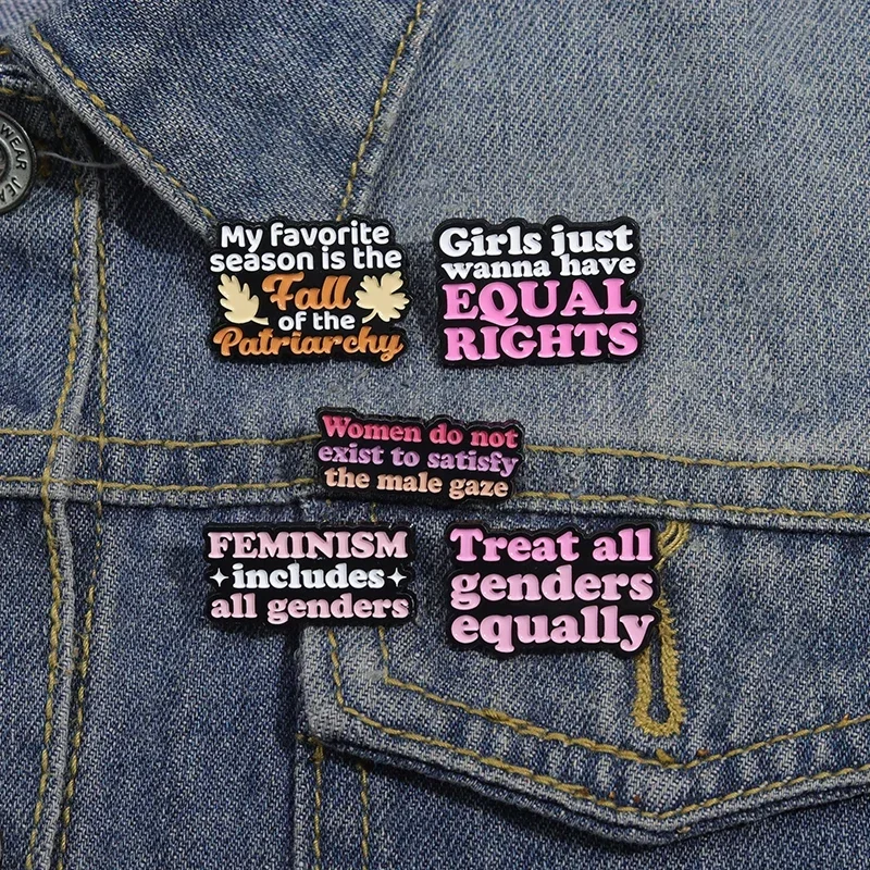 Treat All Genders Equally Feminism Enamel Pins Women Gilrs Powers Badge Collar Lapel Pin Creative Metal Brooches Accessories