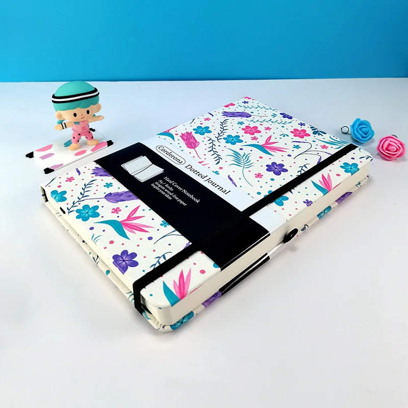 Floral Bullet Dotted Journal Nature Exotic Flower Elastic Band 160gsm Thick Paper A5 Hardcover Notebook