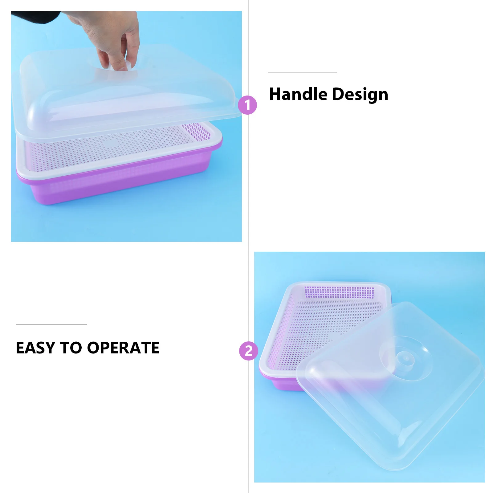 

Purple Hydroponic Nursery Tray Soilless for Bean Sprouting Indoor Gardening Reusable Heat Moisture Preservation