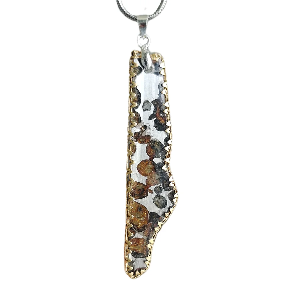 Brenham Olive Meteorite Pendant Natural Meteorite Material Specimen Olive Meteorite Necklace- CB141