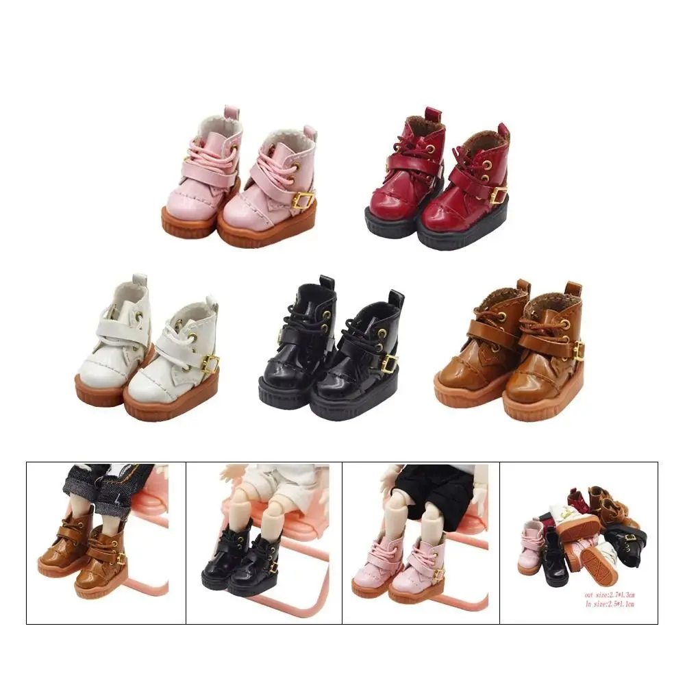 Effen leren laarzen Hoge OB11 poppenschoenen PU-leer Mini 1/12 Bjd pop lederen schoenen Casual GSC 1/12 Bjd poplaarzen Molly