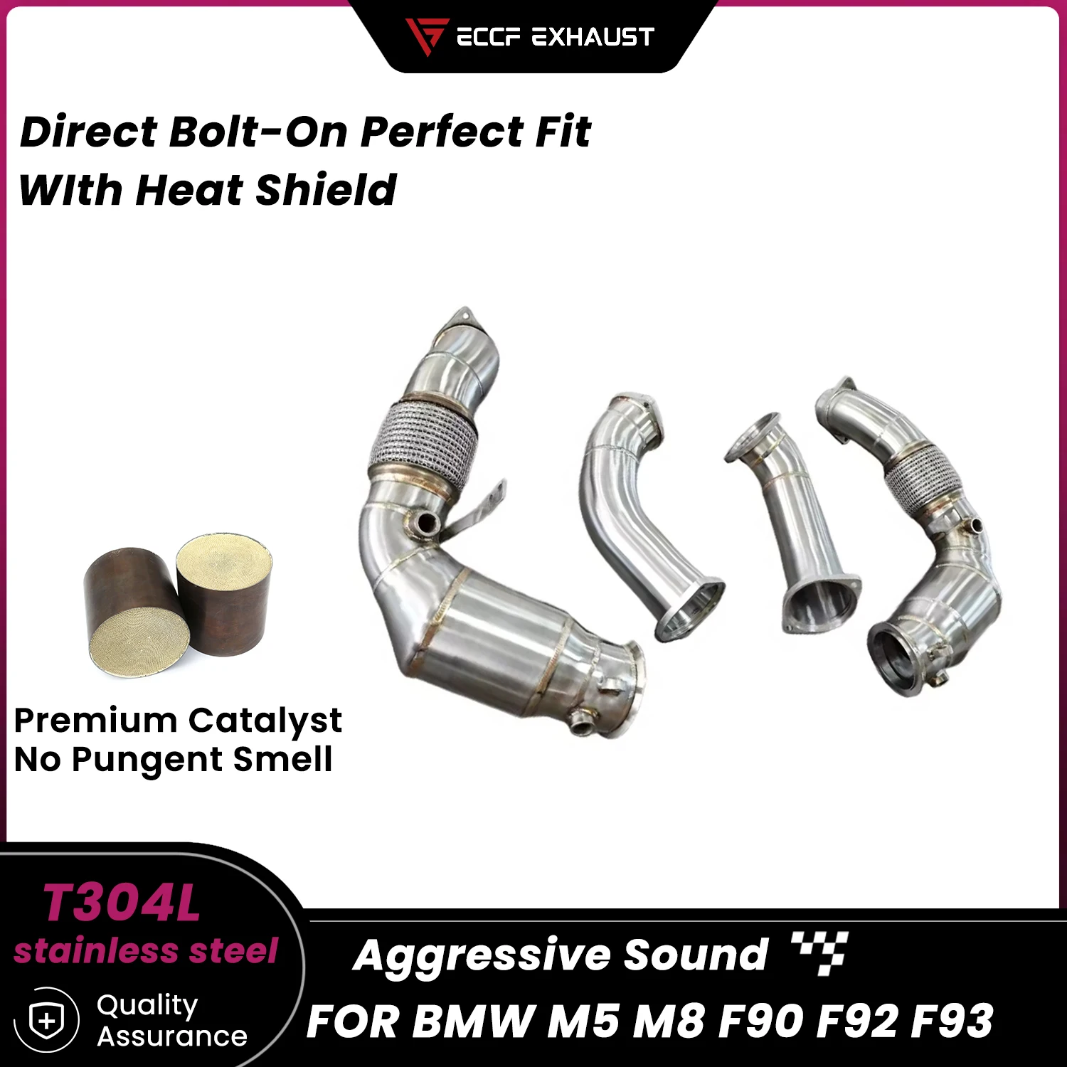 

Stainless Steel Downpipe For BMW M5 M8 F90 F92 F93 Aggressive Exhaust Sound High Flow Performance Upgrade