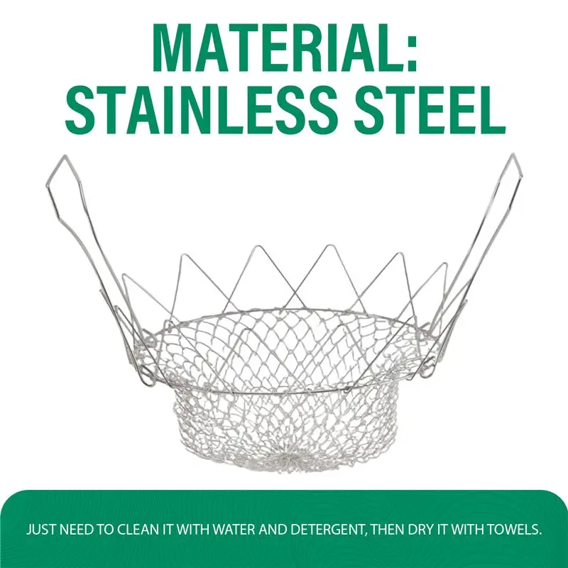 NEW HOT In Stock-Fruit Vegetable Basket Kitchen Multi-Function Poaching Boiling Deep Frying Basket