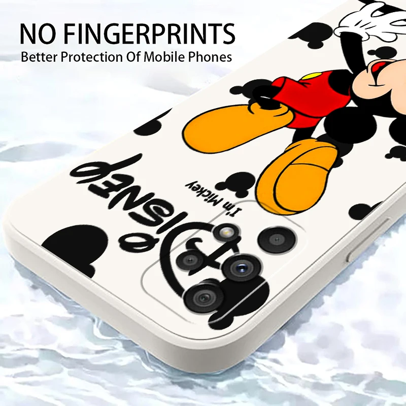 Mickey Disney Schattige Cartoon Vloeistof Links Touw Voor Samsung Noot 20 10 A54 A31 A14 A03 A22 A34 A04 A24 A25 Ultra Plus 5G Zacht