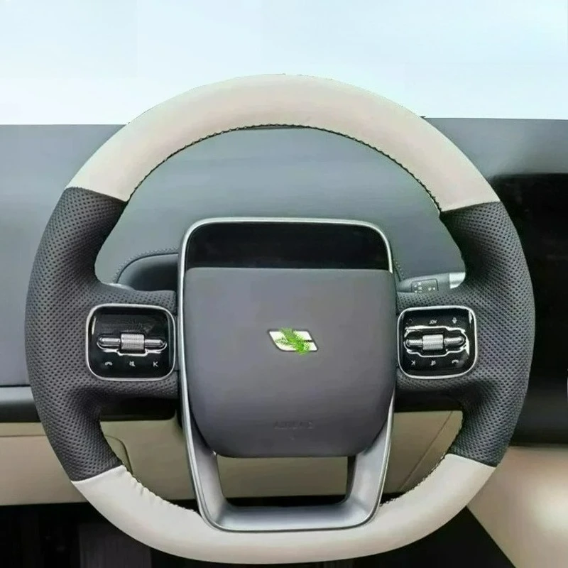 

Hand-stitched renovation ultra-thin Non-slip black white leather steering wheel cover For ideal L6 L7 L8 L9 MEGA i6 i8 2023-2025