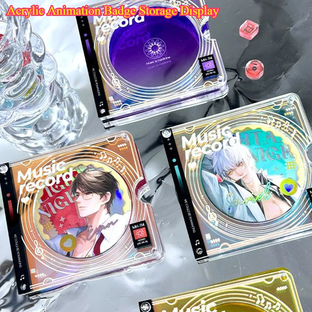 

Acrylic Animation Badge Storage Display - Audio Disc Record Photo Frame for Desktop Ornaments
