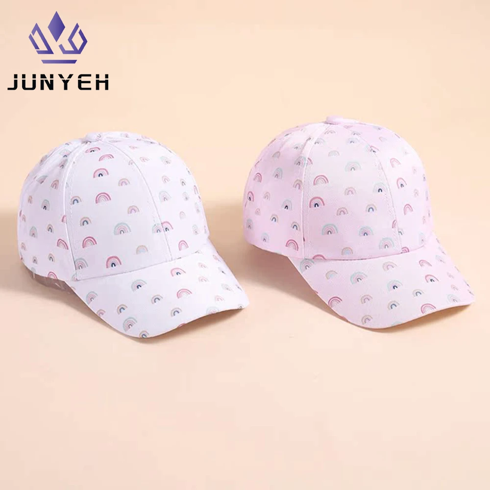 Outdoor Sun Hat Girls Rainbow Print Baseball Cap Travel Infant Child Cap For Kids 3-10 Years