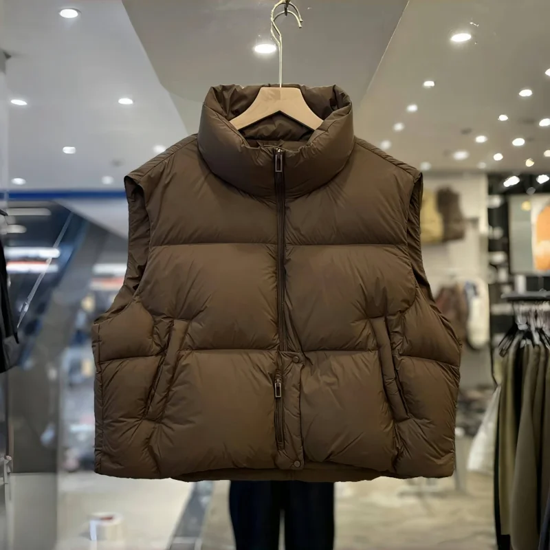 Giacca corta in piumino di cotone da donna Autunno Inverno Nuovo gilet versatile con sensazione a sbuffo