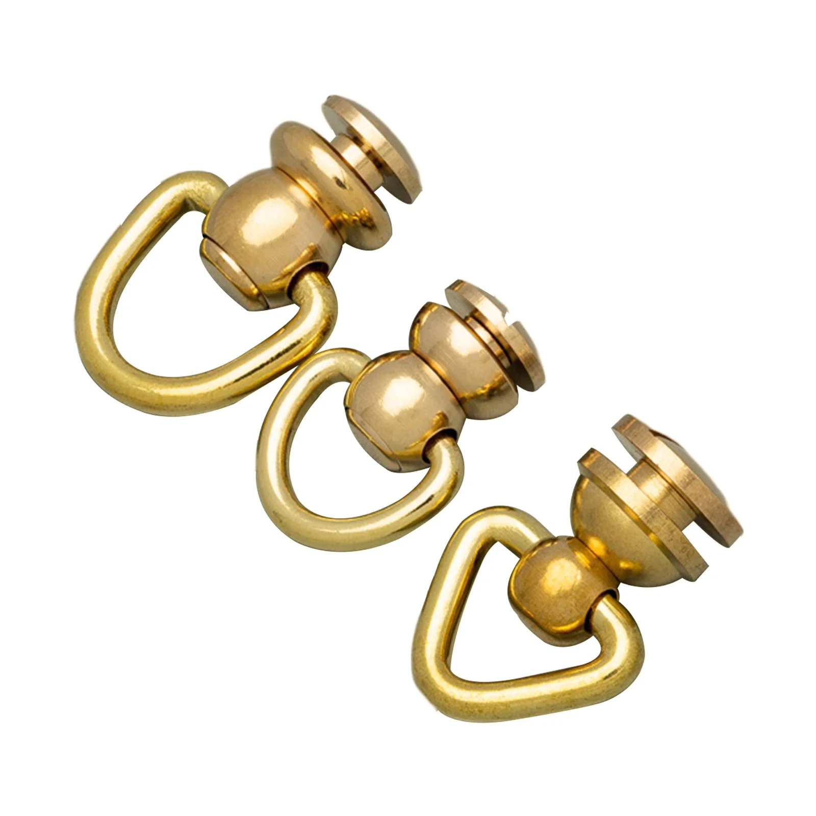 1pc D-Ring Triangle-ring Design Brass Ball Stud Rivets W/screws 360 Degree Rotate Head Spikes Buttons Leather Handbag Decoration