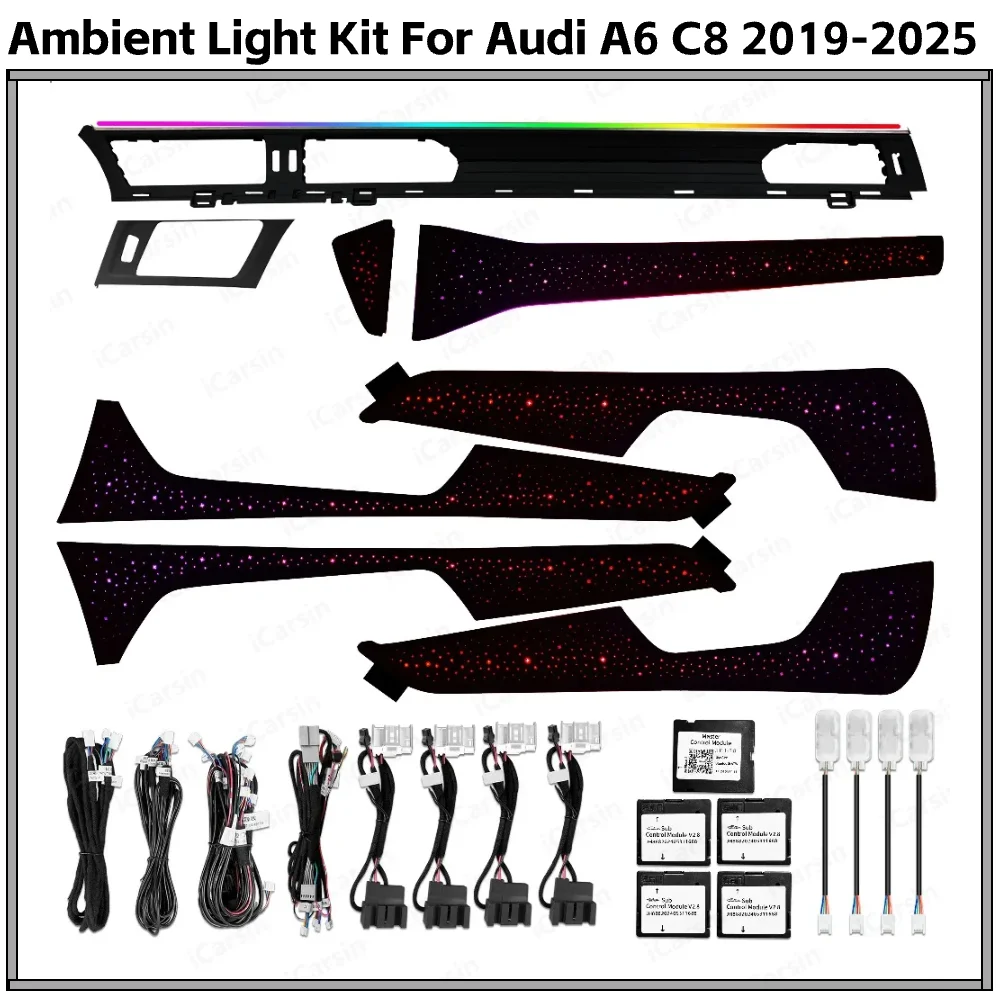 2025 New Star Dynamic Ambient Light for Audi A6 C8 2019-2025 Europe Version Interior LED Lighting Dashboard Trim Accessories