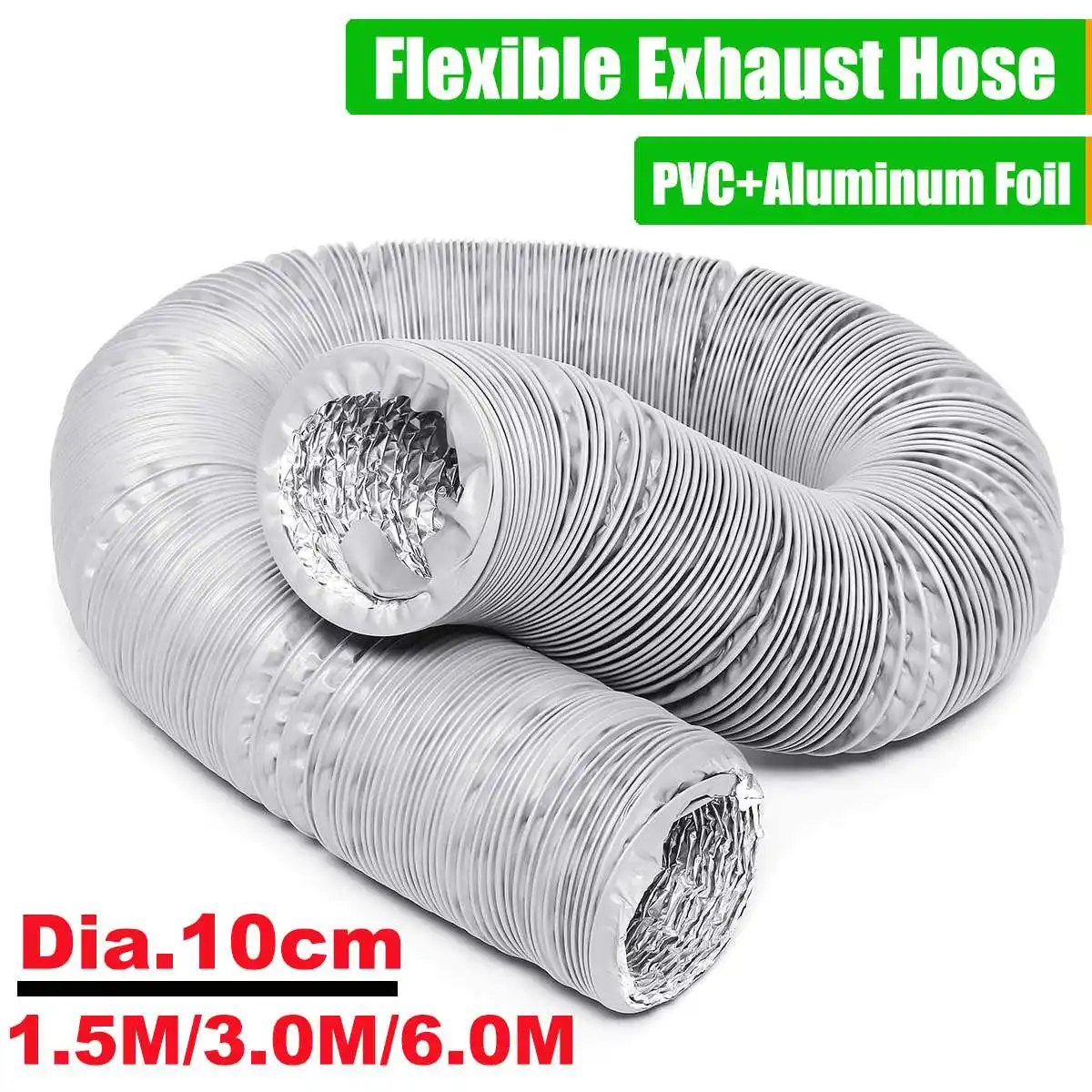 100mm Ventilation Duct Vent Hose 1.5/3/6 Meter Exhaust Pipe Flexible Air Conditioner Exhaust Pipe Vent Hose Duct Outlet